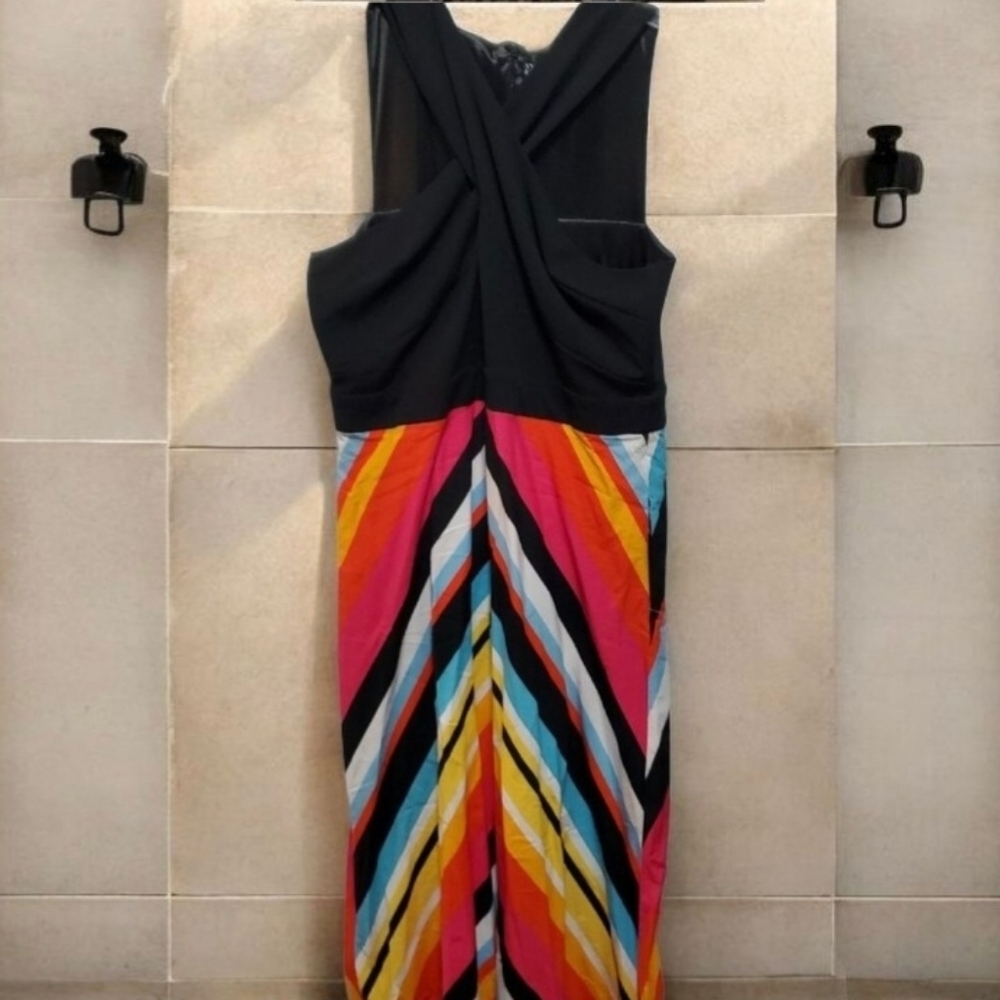 NY&C Long Dress Black Top Multi-Colored Bottom size XXL